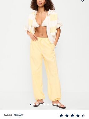Light Yellow Pull-On Parachute Pants